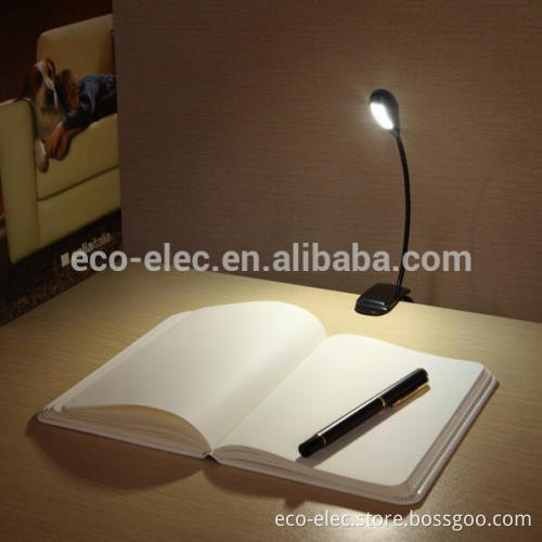 Rechargeable Book Light, 4 LED Reading Light, Reading Lamp with Clip On 2 Brightness Settings with USB Cable for Desk, Bed
